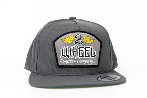 Solid heather grey, Snapback with yellow wings/grey logo
